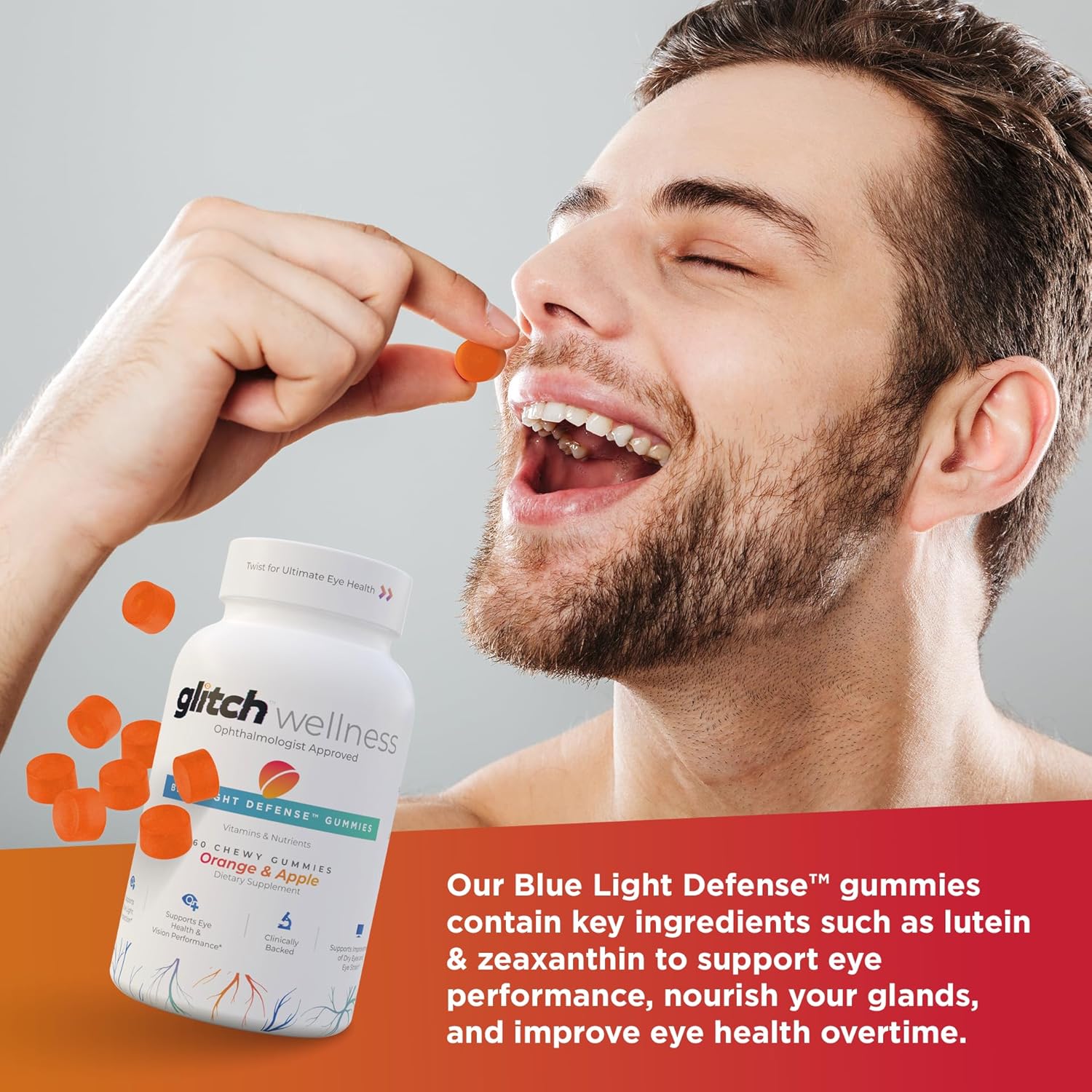 Blue Light Defense Eye Health Gummies - Lutein & Zeaxanthin Supplement for Seniors - Vegan & Delicious Eye Vitamins - 60 Count