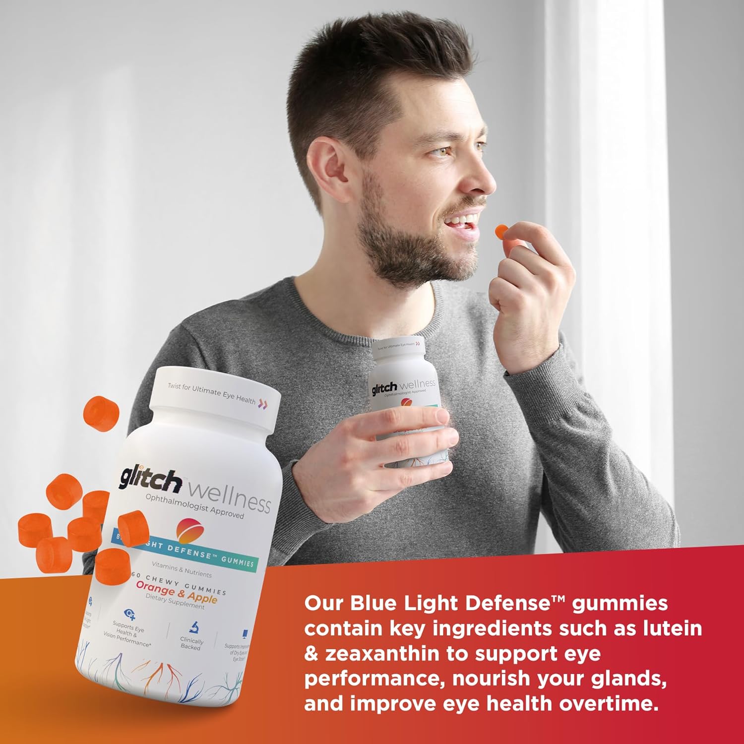 Blue Light Defense Eye Health Gummies - Lutein & Zeaxanthin Supplement for Seniors - Vegan & Delicious Eye Vitamins - 60 Count