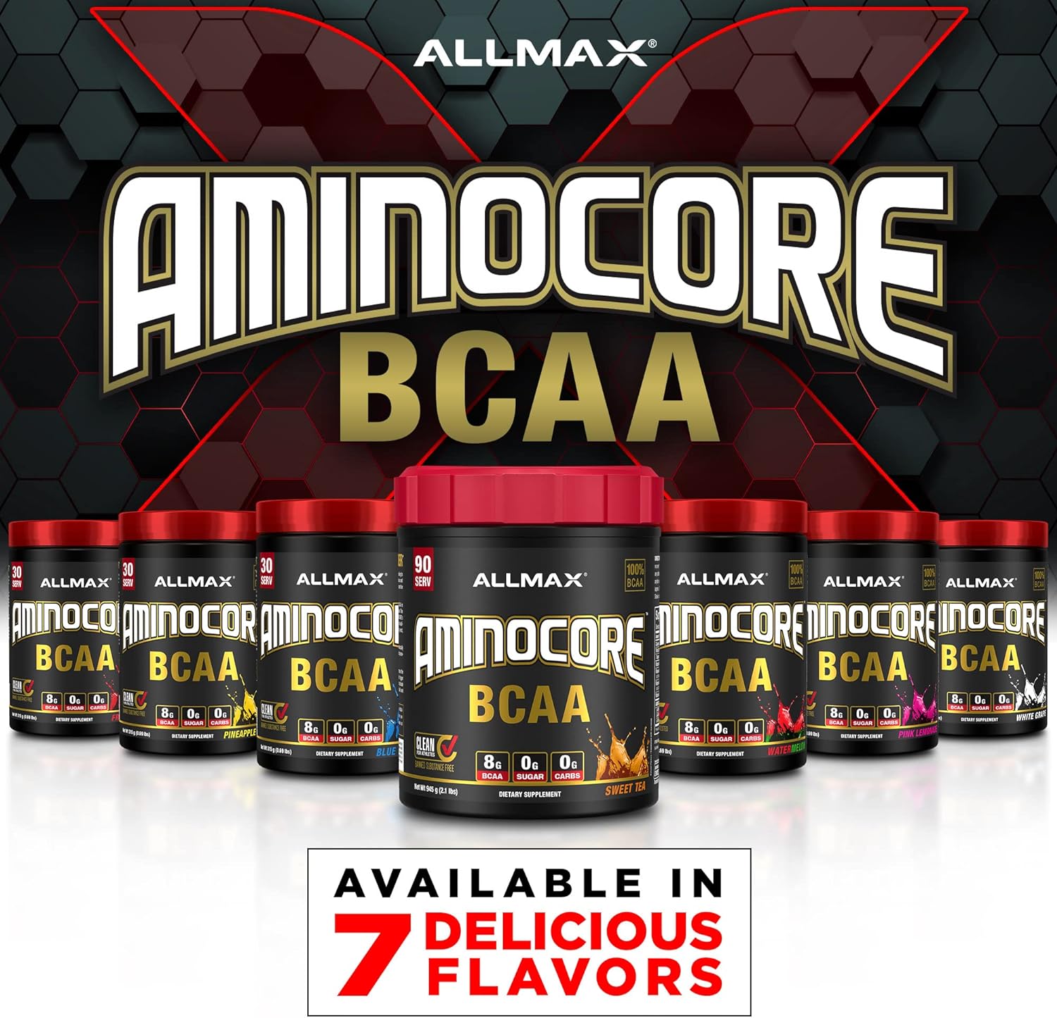 Blue Raspberry BCAA Powder with 8.18g BCAAs and B Vitamins - 945g - Sugar Free - 90 Servings by ALLMAX Nutrition