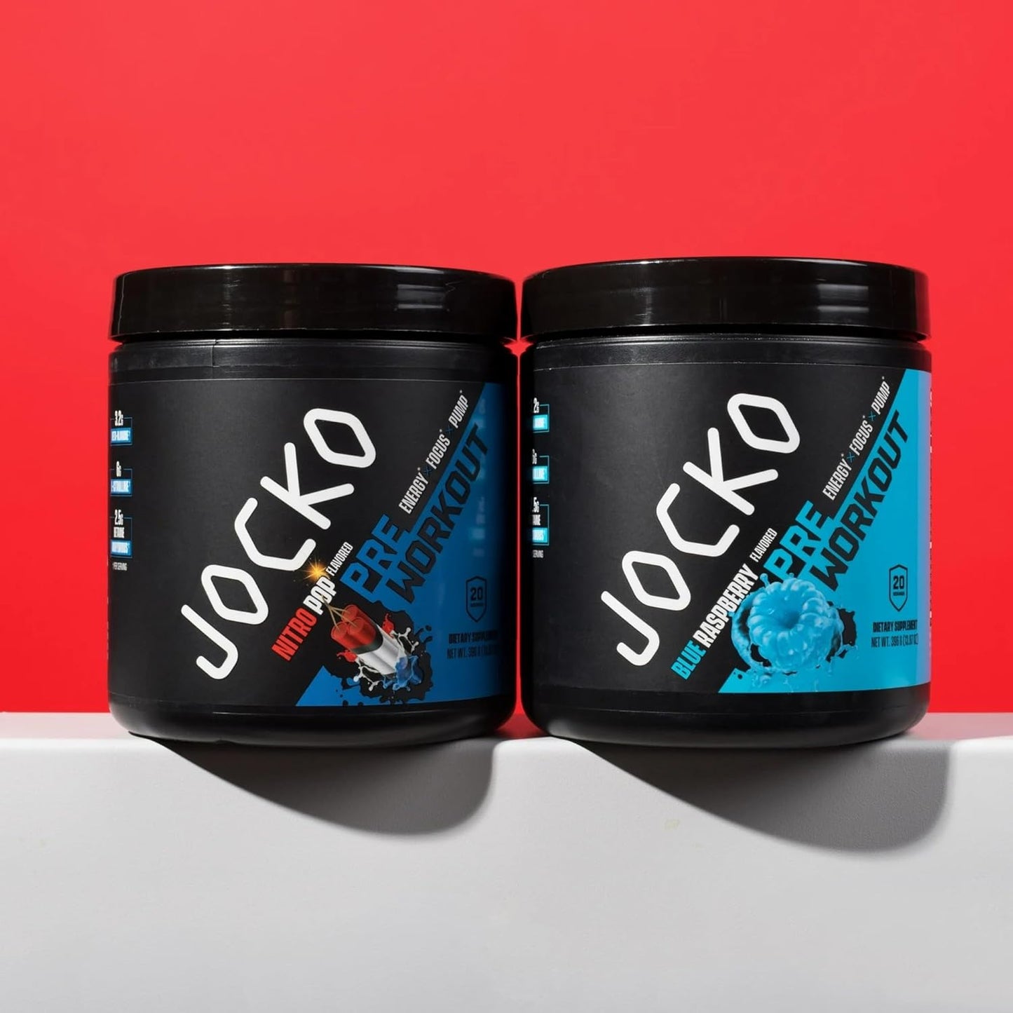 Blue Raspberry Flavored Jocko-Fuel Pre-Workout Powder - High Stim with 200mg Caffeine - Sugar-Free & Gluten-Free - Boosts Energy & Muscle Endurance - 20 Servings