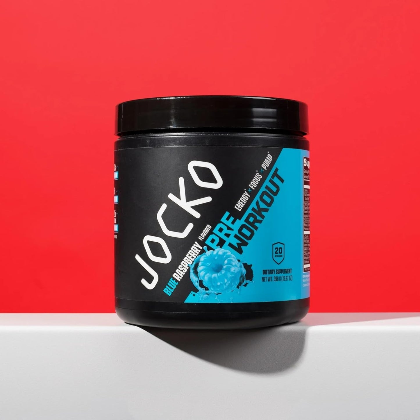 Blue Raspberry Flavored Jocko-Fuel Pre-Workout Powder - High Stim with 200mg Caffeine - Sugar-Free & Gluten-Free - Boosts Energy & Muscle Endurance - 20 Servings