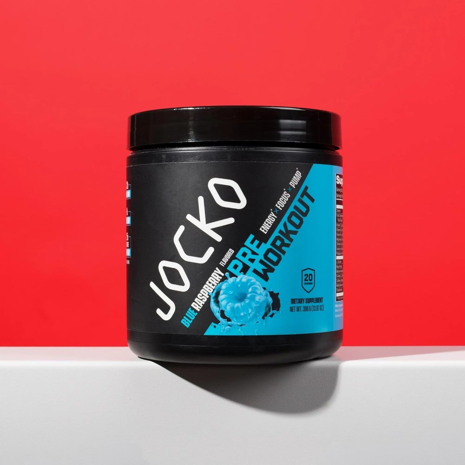 Blue Raspberry Flavored Jocko-Fuel Pre-Workout Powder - High Stim with 200mg Caffeine - Sugar-Free & Gluten-Free - Boosts Energy & Muscle Endurance - 20 Servings