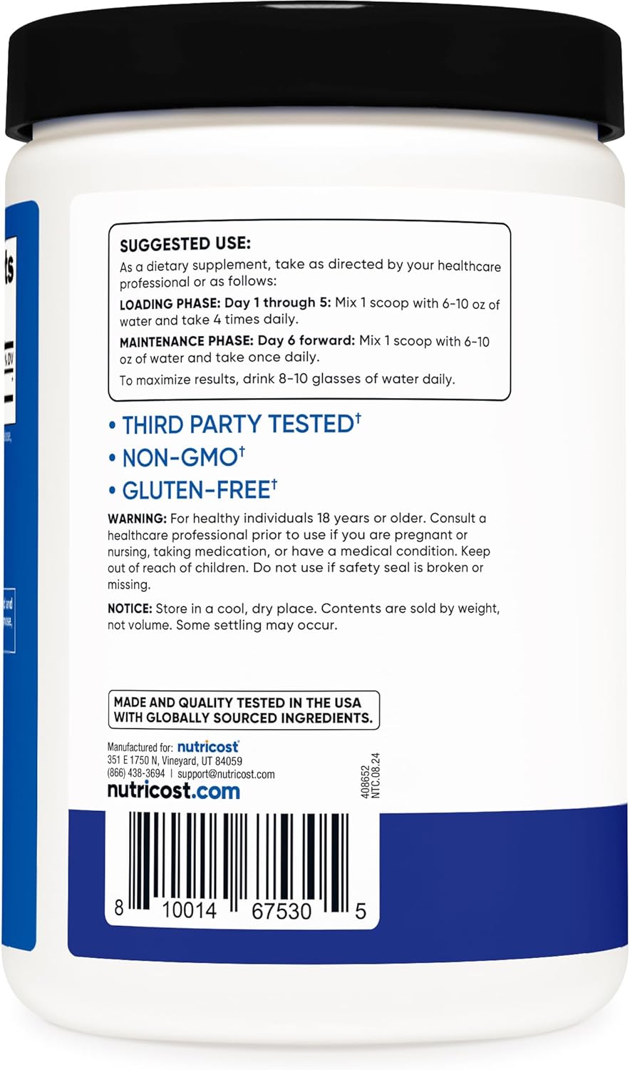 Blue Raspberry Flavored Nutricost Creatine Monohydrate Powder - 500g (1.1lbs)
