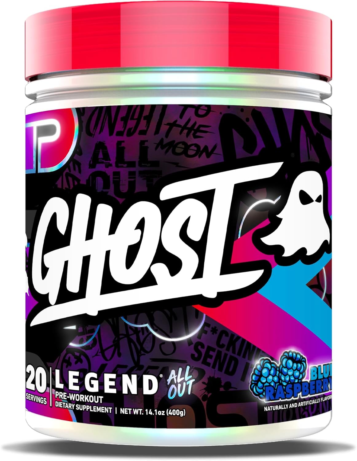 Blue Raspberry GHOST Legend Pre-Workout Powder - 20 Servings - Energy & Pump Supplement for Men & Women - Caffeine, L-Citrulline, Beta Alanine Blend - Sugar Free