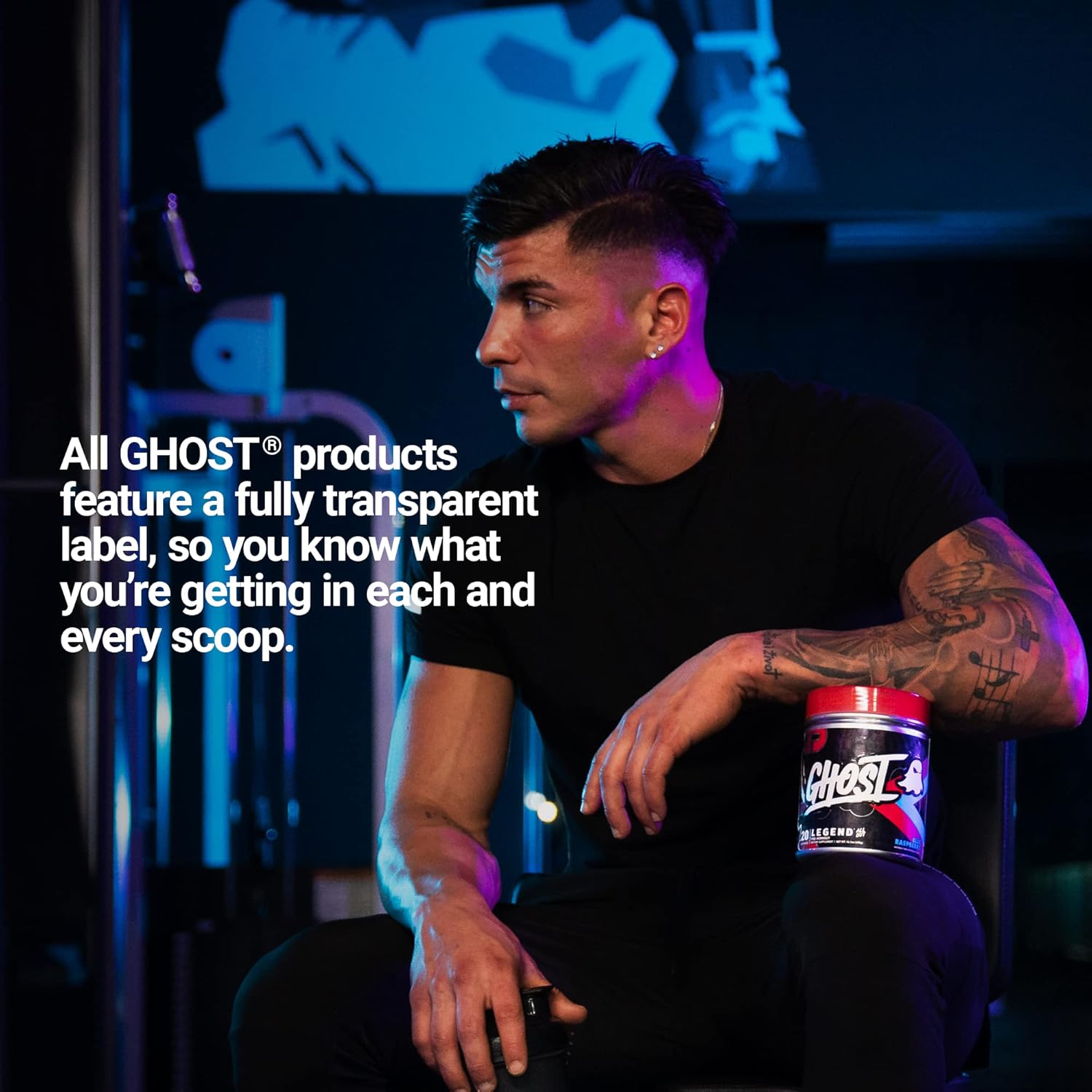Blue Raspberry GHOST Legend Pre-Workout Powder - 20 Servings - Energy & Pump Supplement for Men & Women - Caffeine, L-Citrulline, Beta Alanine Blend - Sugar Free