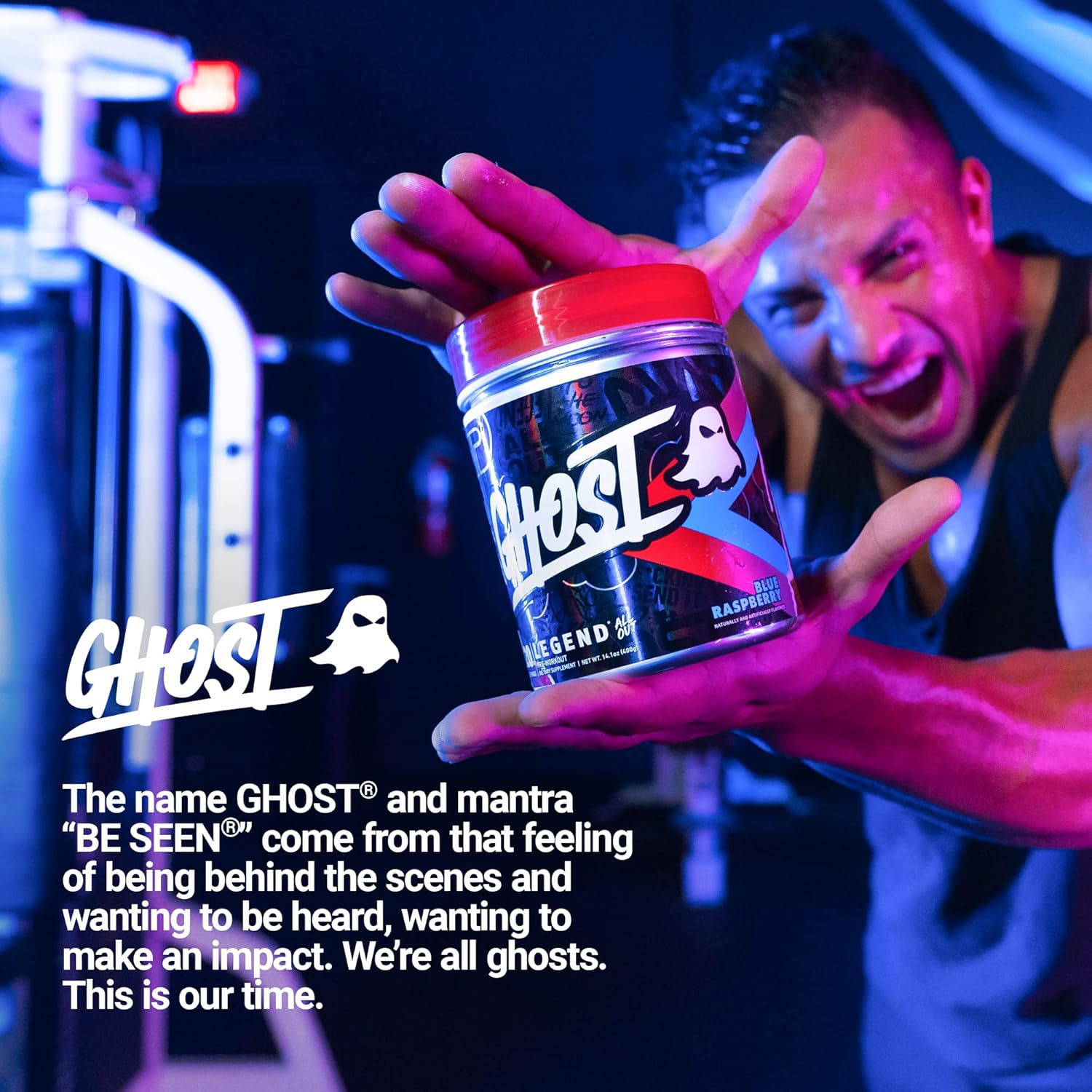 Blue Raspberry GHOST Legend Pre-Workout Powder - 20 Servings - Energy & Pump Supplement for Men & Women - Caffeine, L-Citrulline, Beta Alanine Blend - Sugar Free