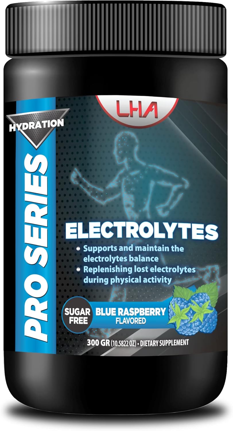 Blue Raspberry LHA Pro Series Hydration Electrolytes with Calcium, Magnesium, Sodium, Zinc - 300g