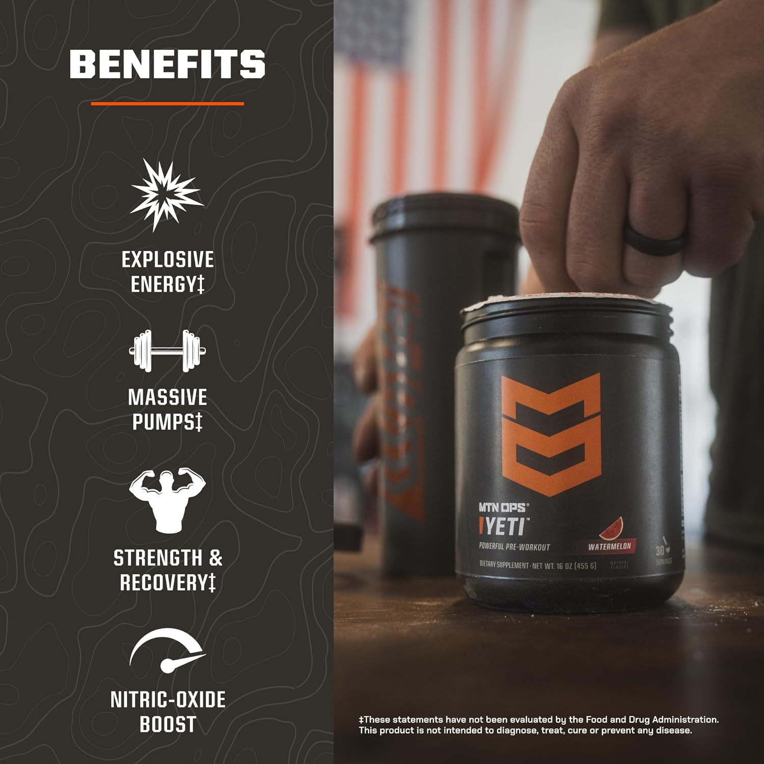 Blue Raspberry MTN OPS Yeti Monster Pre-Workout Powder Energy Drink - 30 Servings