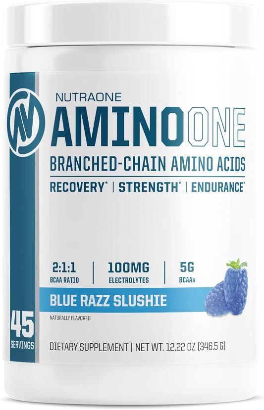 Blue Raz Slushie AminoOne by NutraOne - BCAA and EAA Amino Acid Supplement