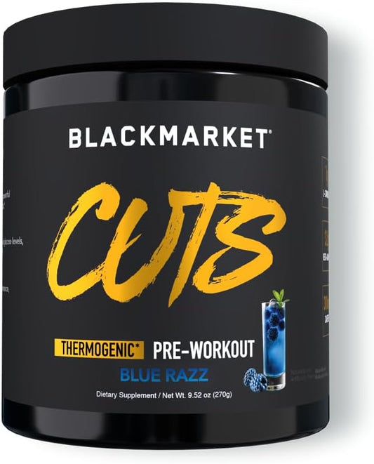 Blue Razz Pre-Workout Powder - Energy Drink Mix for Muscle Definition, Thermogenic, Creatine-Free - 30 Servings for Men & Women
