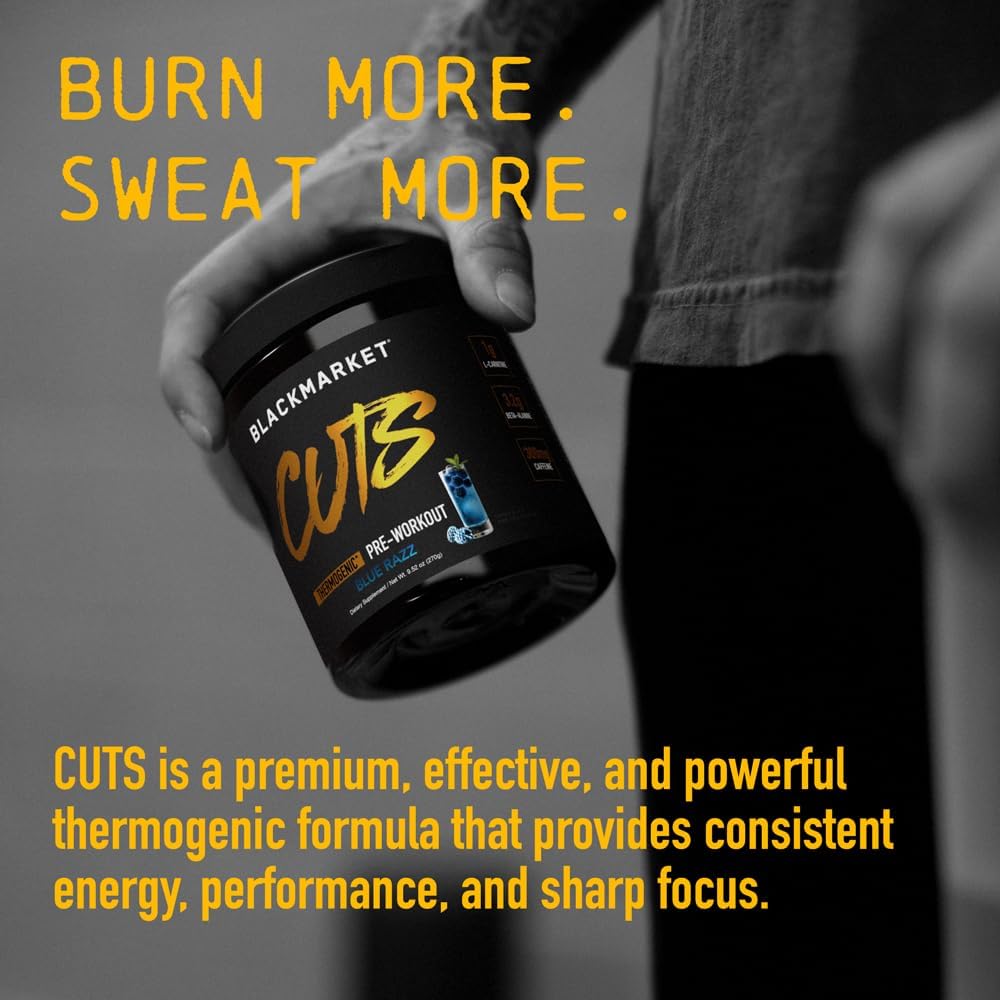 Blue Razz Pre-Workout Powder - Energy Drink Mix for Muscle Definition, Thermogenic, Creatine-Free - 30 Servings for Men & Women