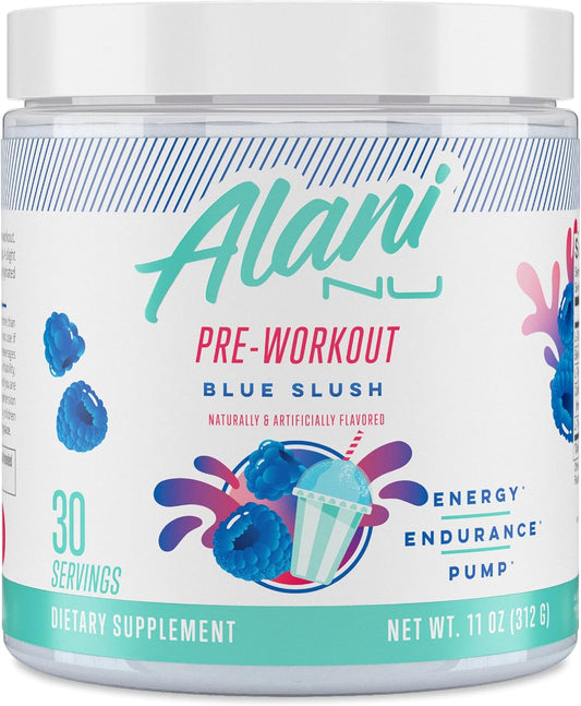 Blue Slush Pre Workout Powder by Alani Nu - Boost Energy, Endurance, and Focus with Sugar-Free Formula containing 200mg Caffeine, L-Theanine, Beta-Alanine, and Citrulline - 30 Servings
