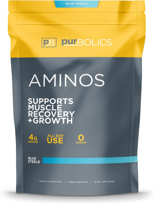 Blue Steele Purbolics Aminos: 4g Free-Form Amino Acids, Beta-Alanine, 0 Sugar, 60 Servings