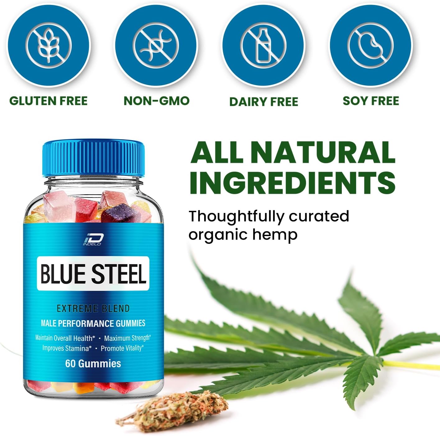 Blue Steelmetabolism boosterGummies - Indelo's Official Formula, Advancedmetabolism boosterOil Formulation (3 Pack - 180 Gummies)