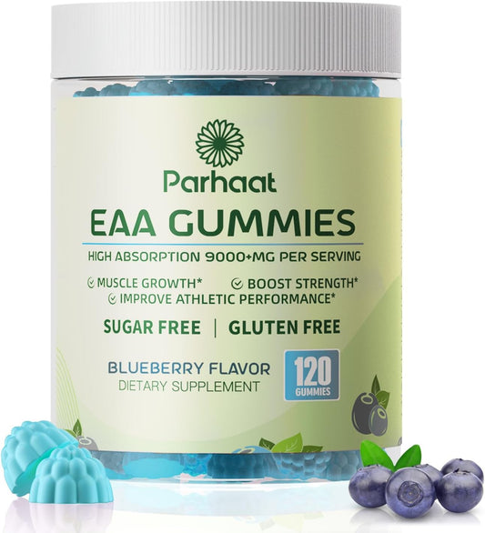 Blueberry EAA Gummies - 120 Gummies, 9000mg Essential Amino Acids - Non-GMO, Gluten Free, Vegetarian