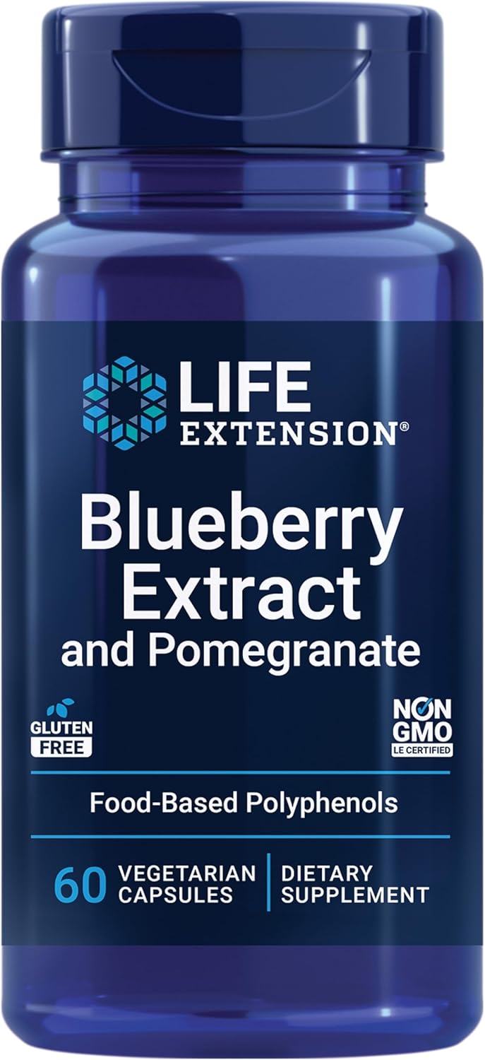 Blueberry Extract and Pomegranate Capsules for Arterial Health Support and Antioxidant Defense - 60 Vegetarian Capsules