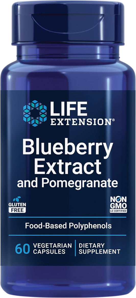 Blueberry Extract and Pomegranate Capsules for Arterial Health Support and Antioxidant Defense - 60 Vegetarian Capsules