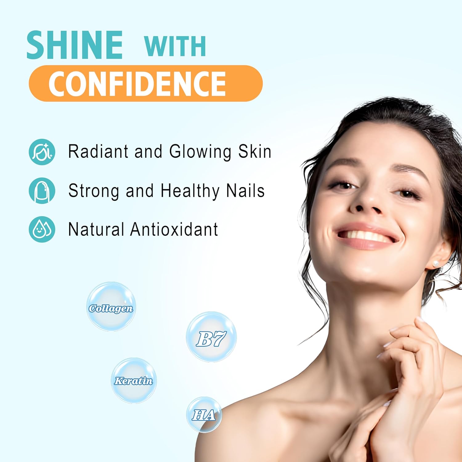 Blueberry Flavored Hair Skin Nail Vitamins Gummies with Biotin, Collagen, Vitamin C, and Zinc - 60 Ct for Immunity & Muscle Support