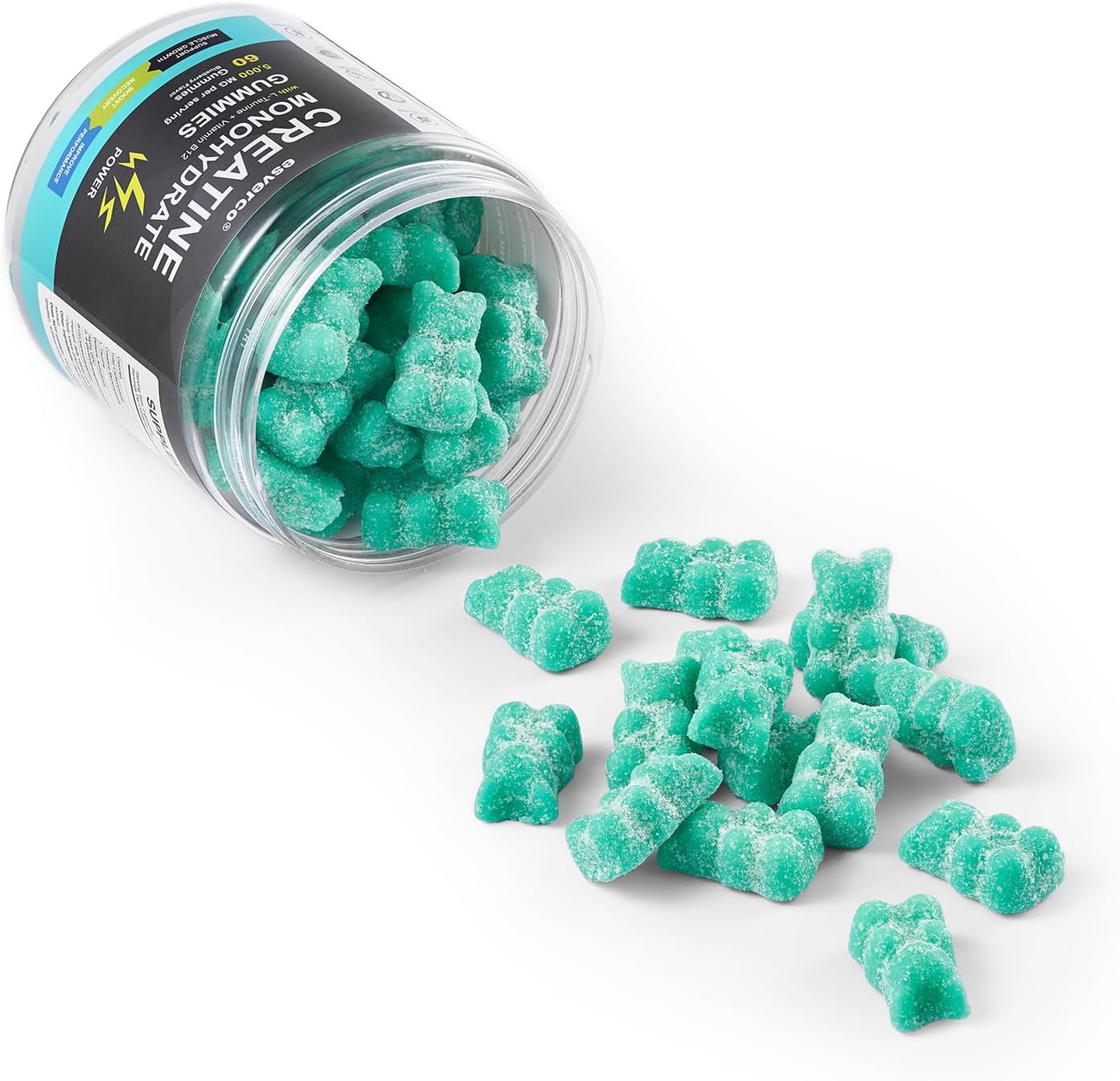 Blueberry Flavored Vegan Creatine Gummy Supplements for Muscle Growth and Energy Boost - 60 Count