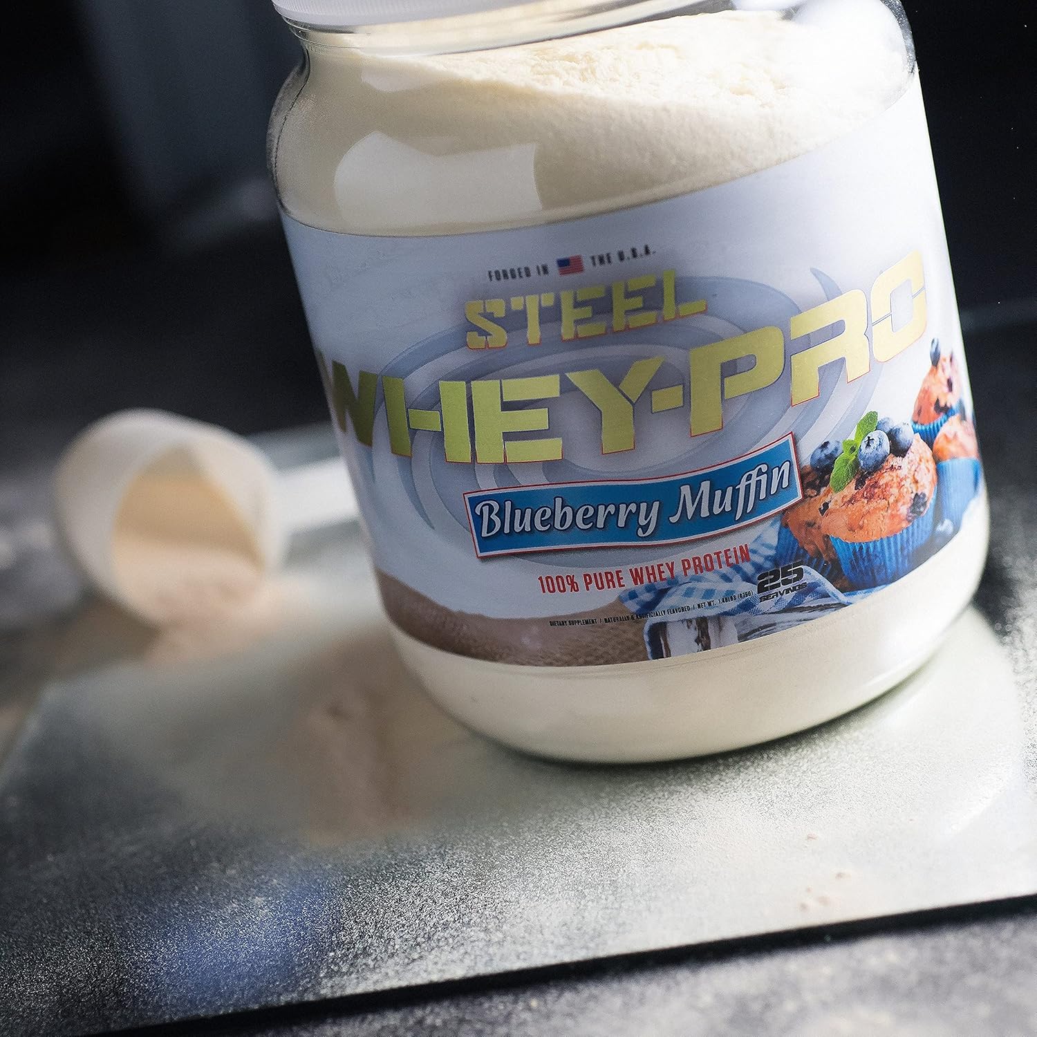 Blueberry Muffin Whey-Pro: Pure Whey Protein Powder for Muscle Gain & Recovery | Steel Supplements | Gluten Free | Non-GMO | 1.48 lbs