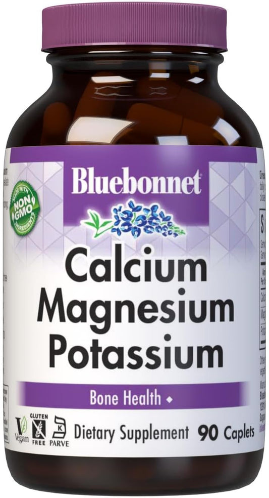 BlueBonnet Calcium Magnesium Potassium Caplets - 90 Count Bottle