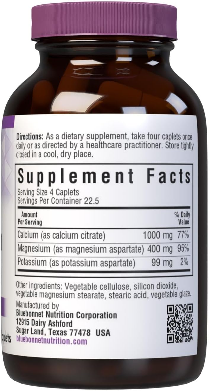 BlueBonnet Calcium Magnesium Potassium Caplets - 90 Count Bottle