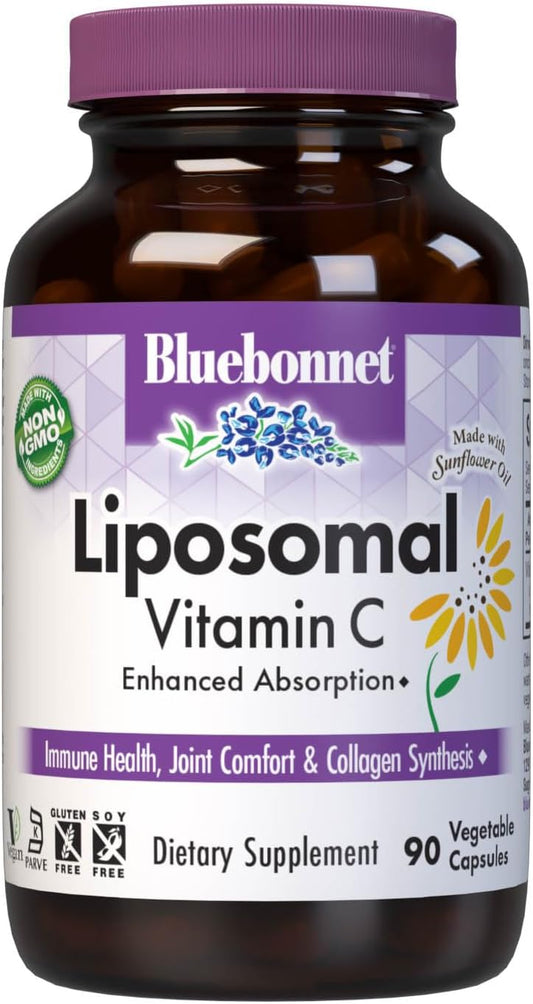 Bluebonnet Nutrition Liposomal Vitamin C Capsules - Immune & Joint Health Support - Vegan, Kosher, Non-GMO, Gluten-Free - 90 Capsules