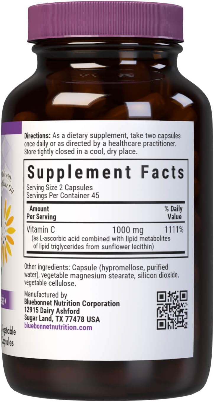 Bluebonnet Nutrition Liposomal Vitamin C Capsules - Immune & Joint Health Support - Vegan, Kosher, Non-GMO, Gluten-Free - 90 Capsules