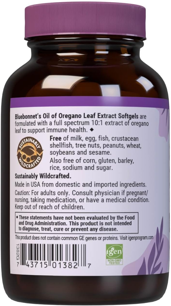 Bluebonnet Nutrition Oil of Oregano Leaf Extract - 60 Capsules for Immune Support