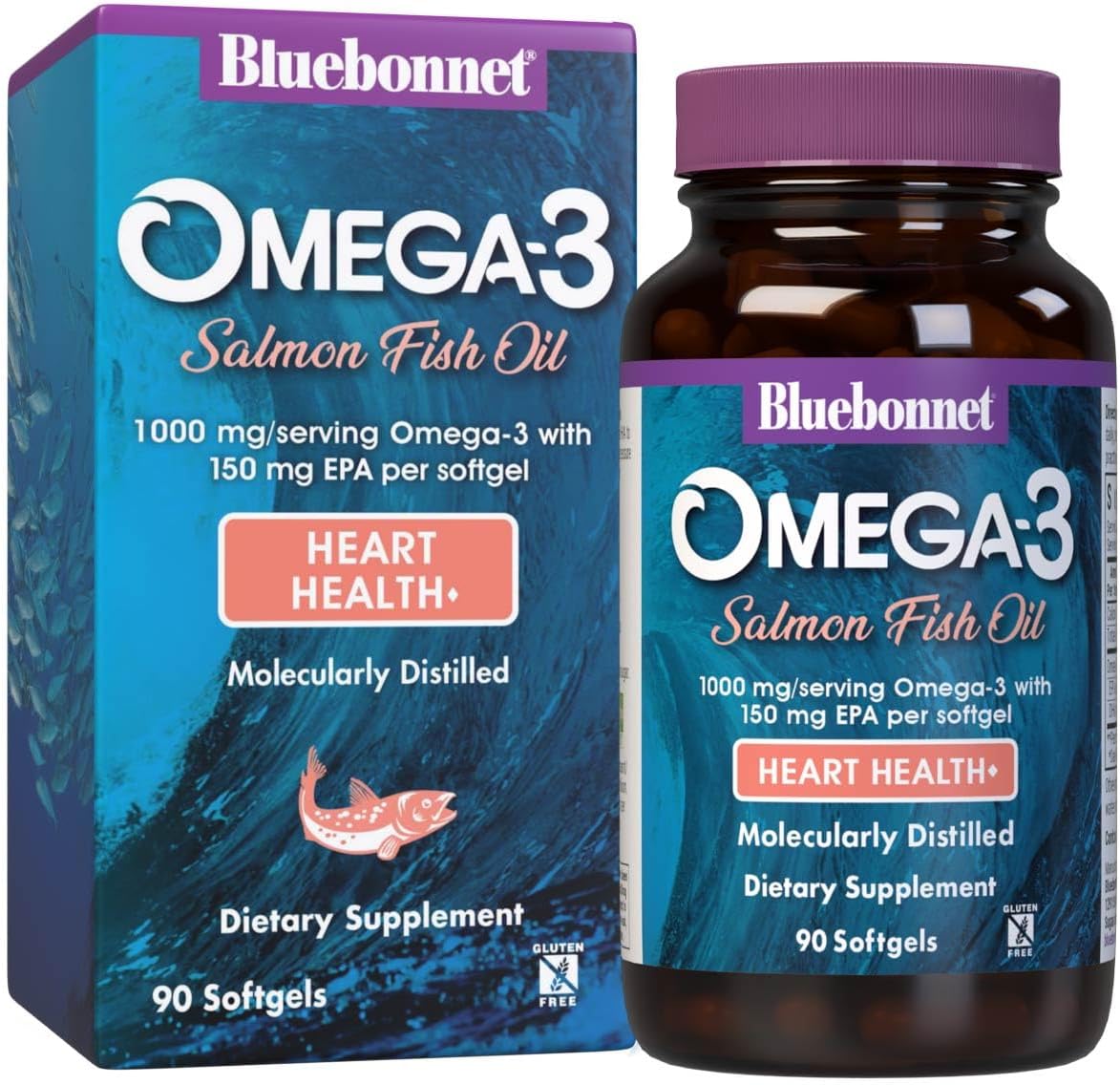 BlueBonnet Nutrition Omega-3 Salmon Oil Softgels - 90 Count Bottle