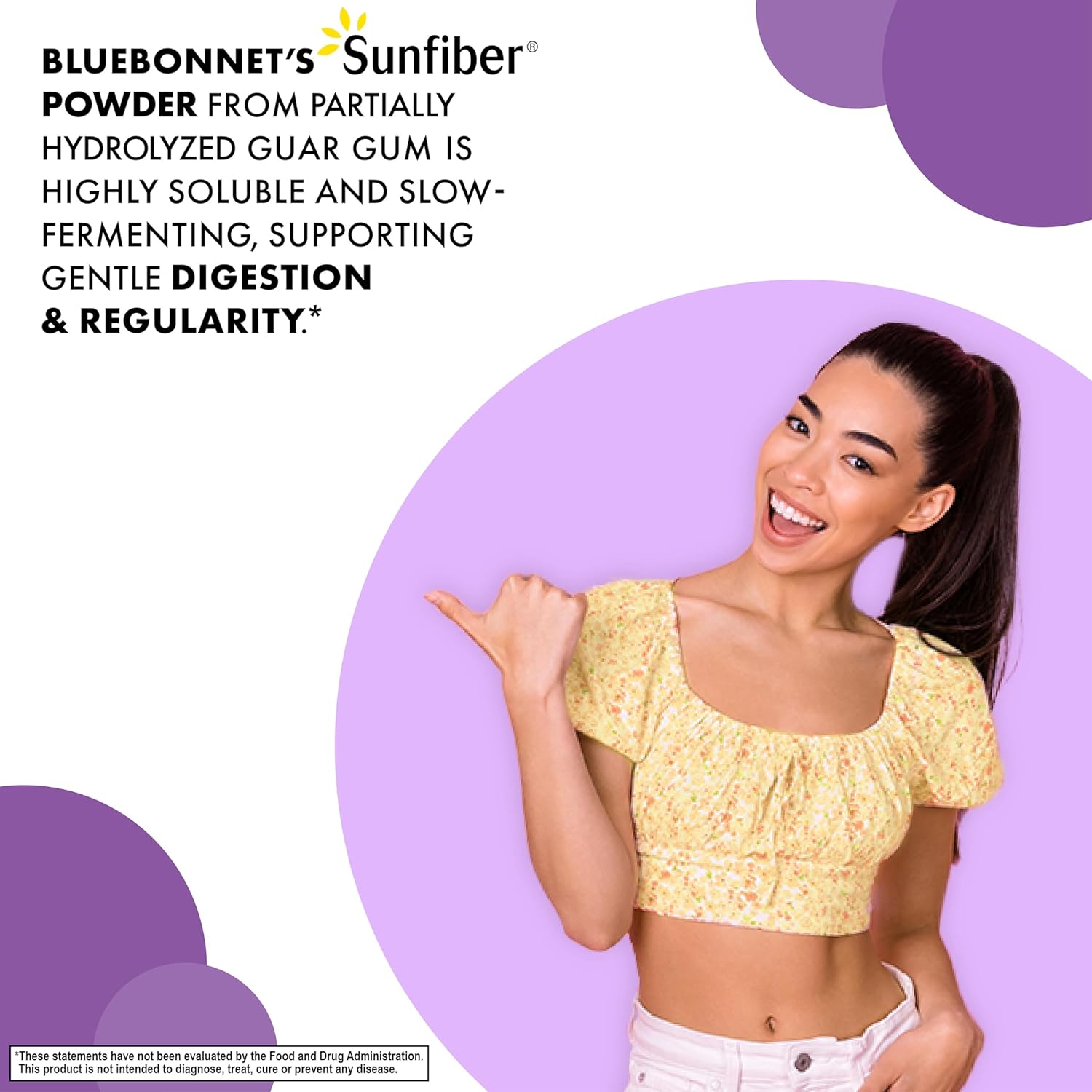 Bluebonnet Nutrition Sunfiber: 6g Plant-Based Prebiotic Fiber for Digestive Health - Instant Dissolve, Non-GMO, Vegan, Kosher - Unflavored, 7.4 OZ