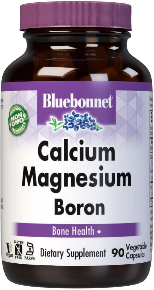 BlueBonnet Vegetarian Capsules with Calcium, Magnesium, and Boron - 90 Count, Off White Color