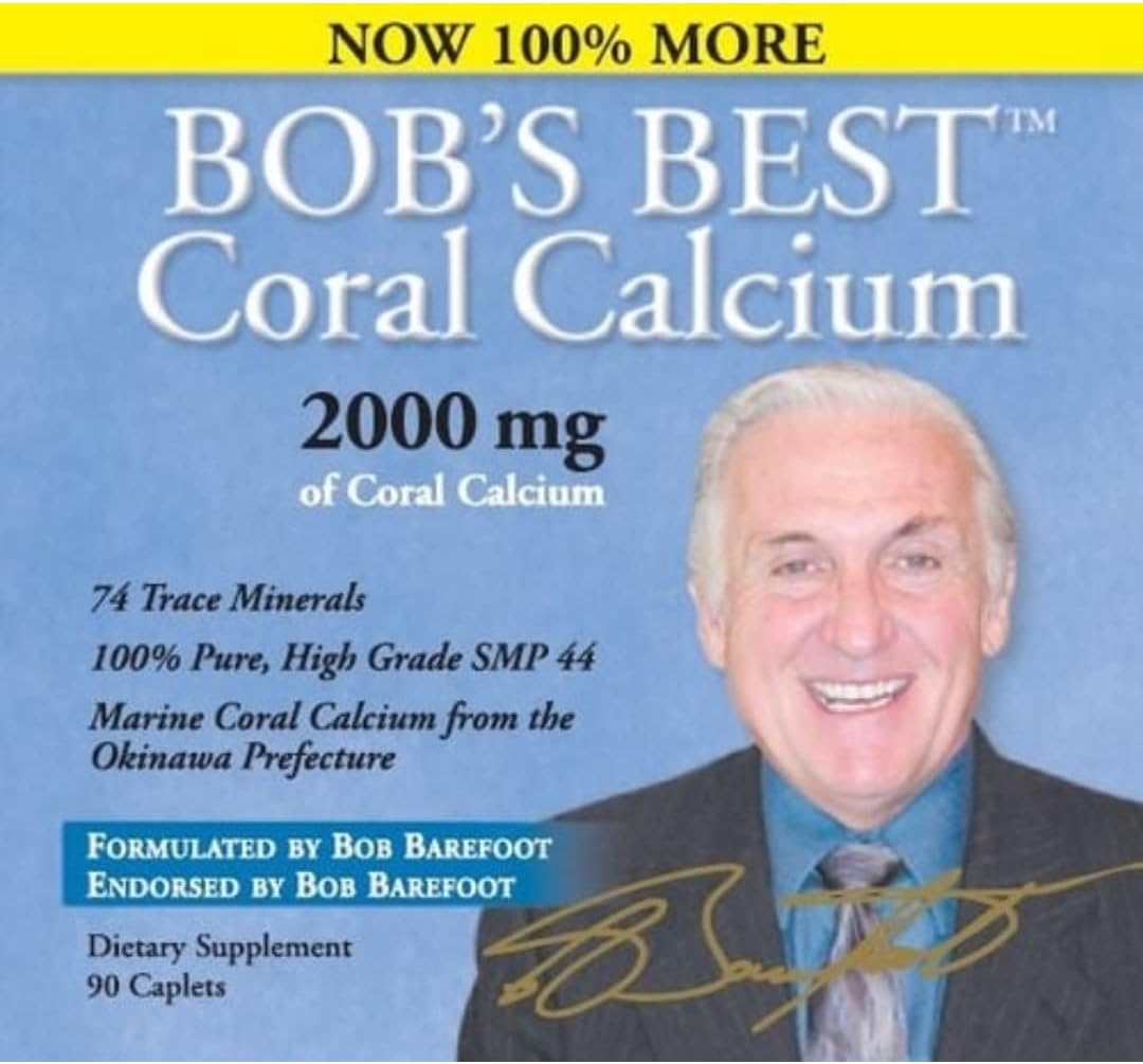 Bob's Best Coral Calcium Supplement - High Potency 2000mg, 90 Caplets for Bone Health & Immune Support