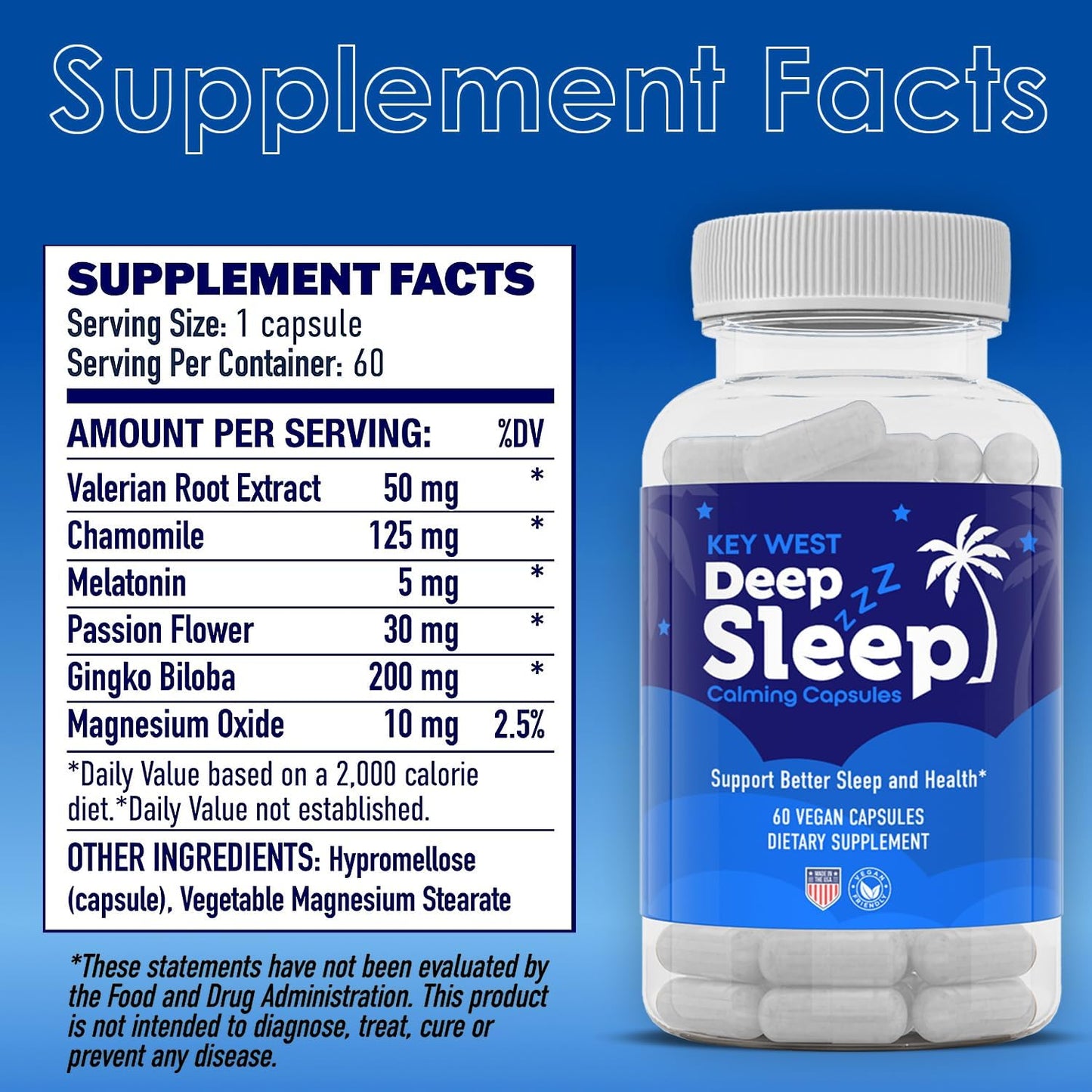 BocaHeal Key West Deep Sleep Capsules - 60 Count Bottle for Restful Sleep
