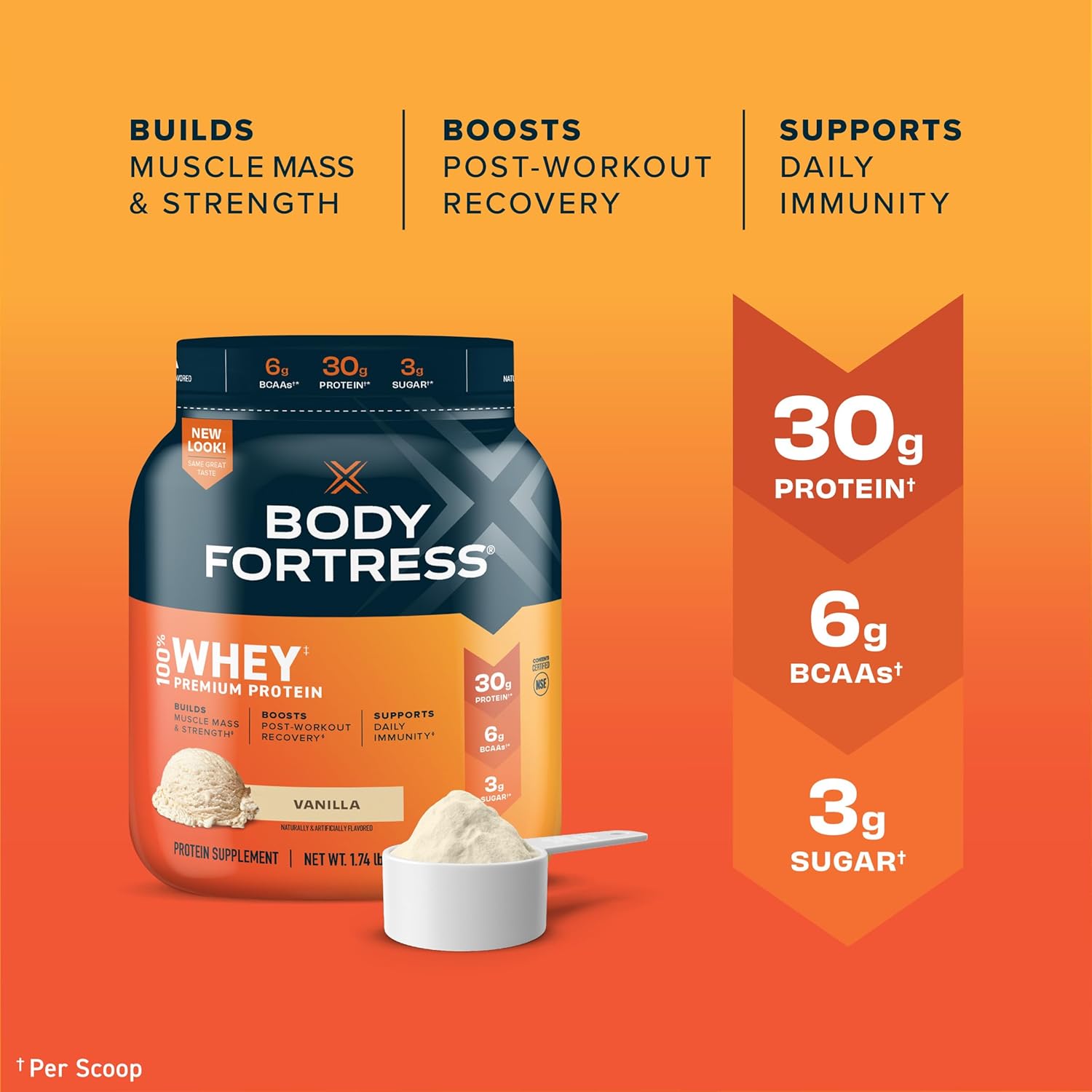 Body Fortress 100% Whey Protein Powder Bundle - Vanilla and Chocolate Flavors, 1.74lbs and 1.78lbs