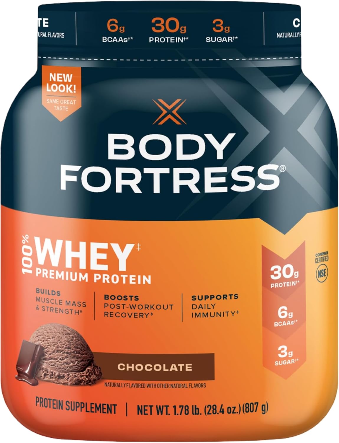 Body Fortress 100% Whey Protein Powder Bundle - Vanilla and Chocolate Flavors, 1.74lbs and 1.78lbs