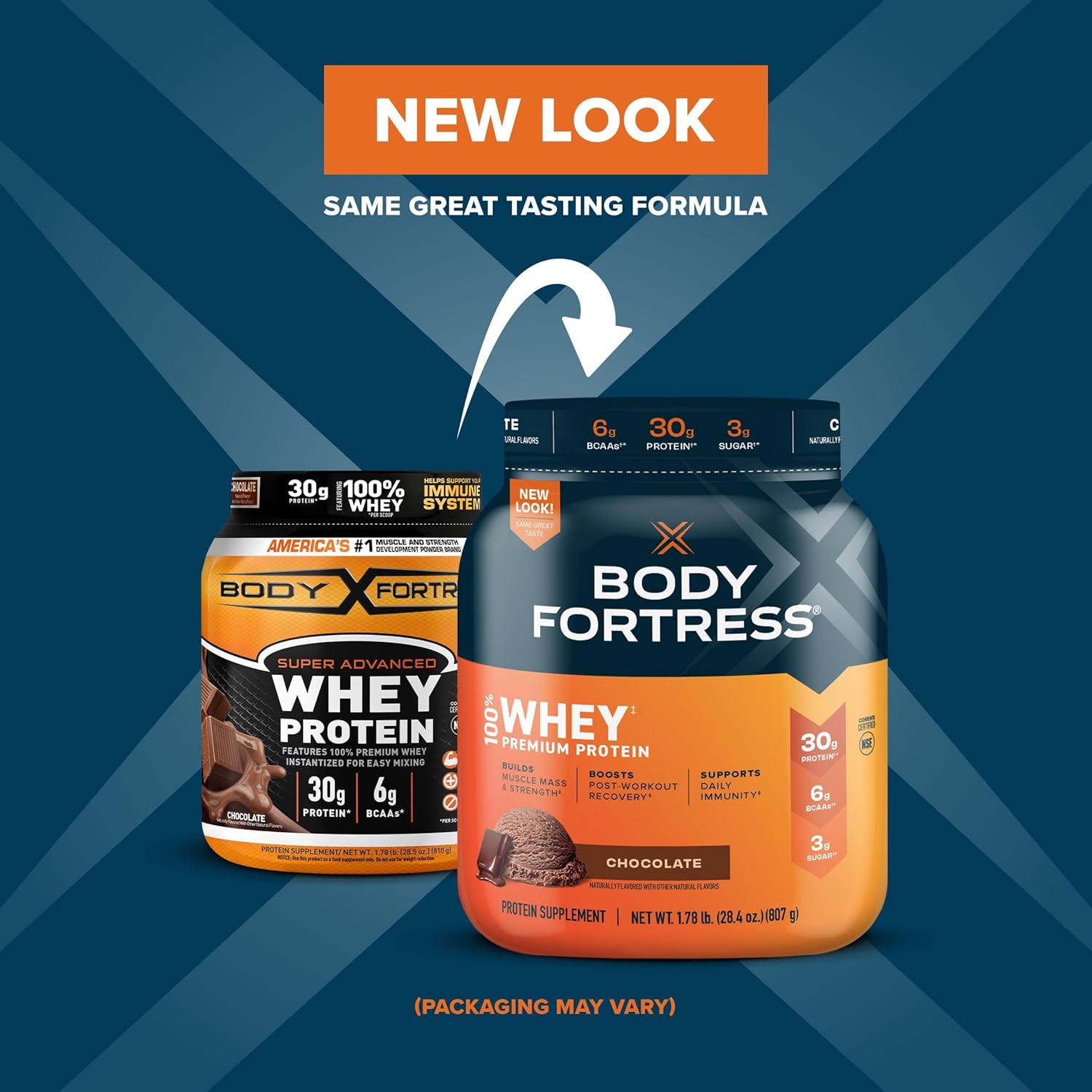 Body Fortress 100% Whey Protein Powder Bundle - Vanilla and Chocolate Flavors, 1.74lbs and 1.78lbs