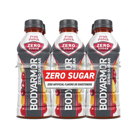BODYARMOR ZERO Sugar Fruit Punch Sports Drink - Sugar-Free Hydration with Electrolytes and Antioxidants - 20 fl oz (Pack of 6)