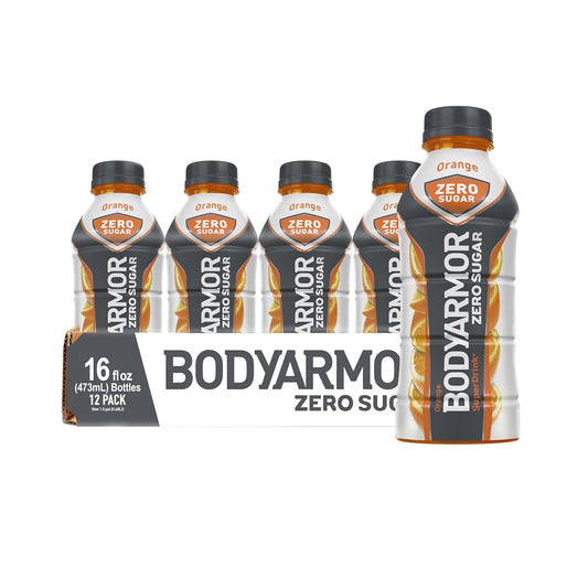 BODYARMOR ZERO Sugar Orange Sports Drink - Sugar Free & Low-Calorie Hydration with Natural Flavors - Packed with Electrolytes, Antioxidants, and B-vitamins - 16 fl oz (Pack of 12)