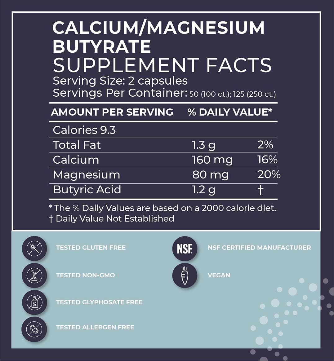 BodyBio Butyrate Capsules with Calcium & Magnesium for Gut Health - Supports Digestion, Microbiome Balance, Leaky Gut Repair - Reduce Bloating, Inflammation - 250 Count