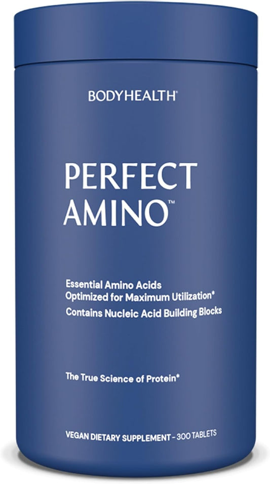 BodyHealth PerfectAmino (300 Tablets) - Essential Amino Acid Supplement for Muscle Recovery, Energy, and Stamina - Vegan BCAA and EAA Protein Boost