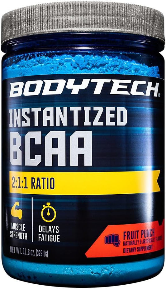 BodyTech BCAA Fruit Punch Powder - Supports Muscle Recovery & Endurance - Optimal 2:1:1 Ratio - 11.5 Ounce