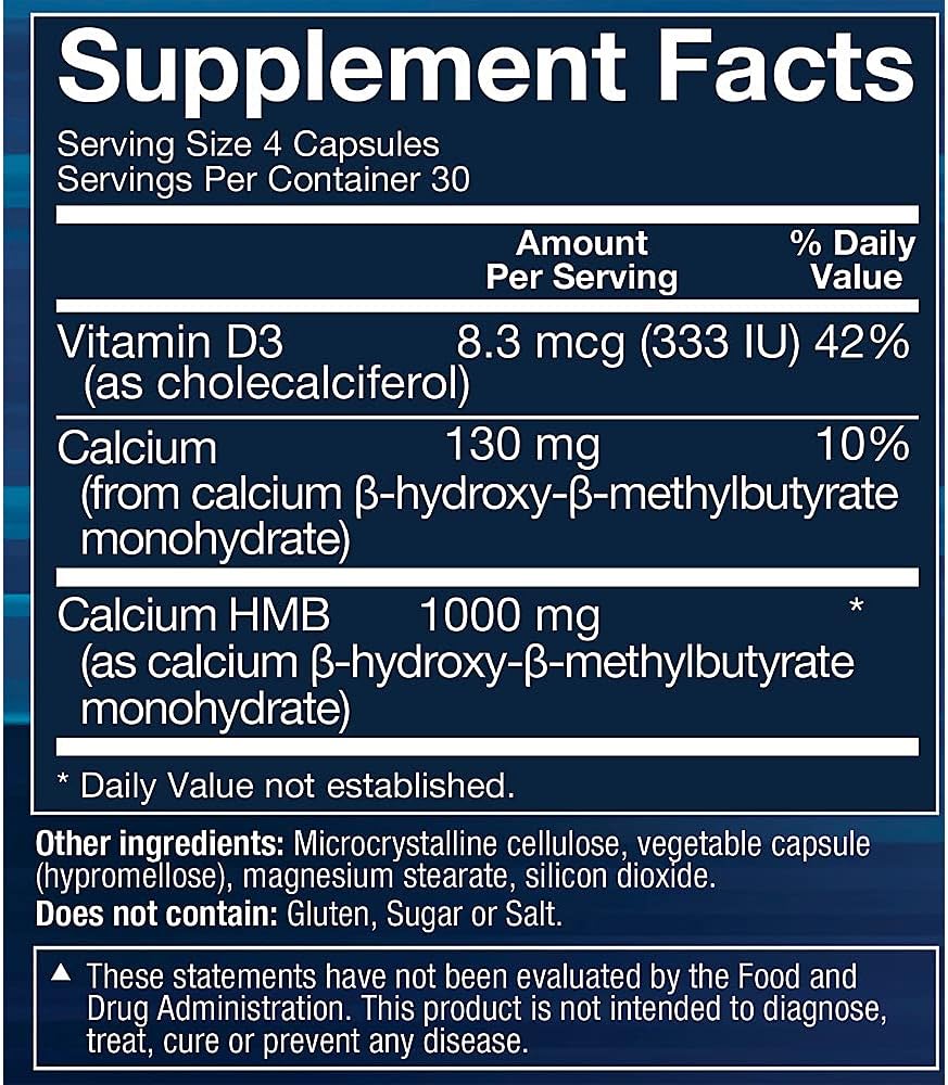BodyTech HMB and Vitamin D3 Capsules - Promotes Muscle Development and Enhanced Strength (120 Capsules)
