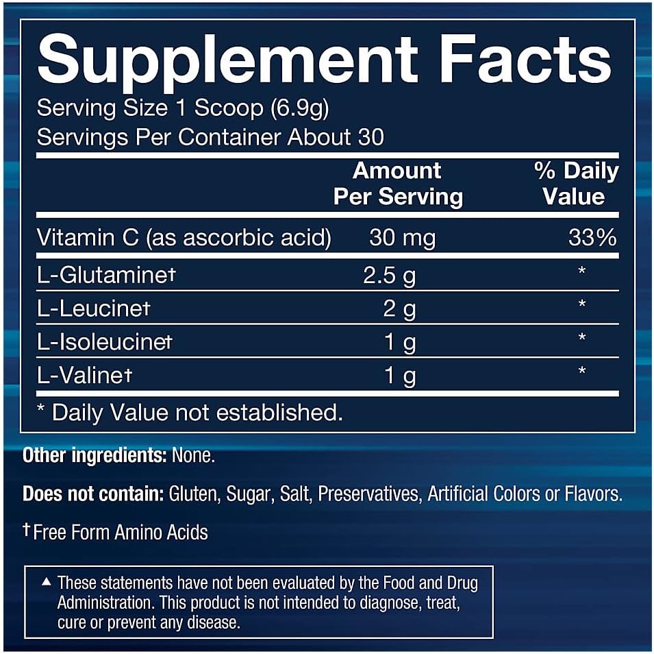 BodyTech Unflavored BCAA + Glutamine Powder for Muscle Recovery, Endurance, Hydration, and Lean Muscle Growth - 7.3 oz / 30 Servings