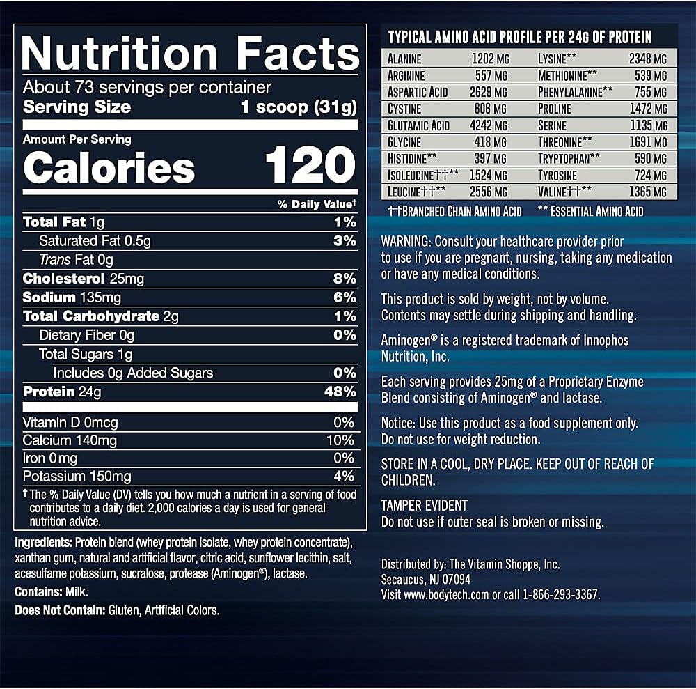 BodyTech Whey Tech Pro 24 Protein Powder with BCAA's for Muscle Growth & Recovery - Strawberry Shortcake (5 lb)