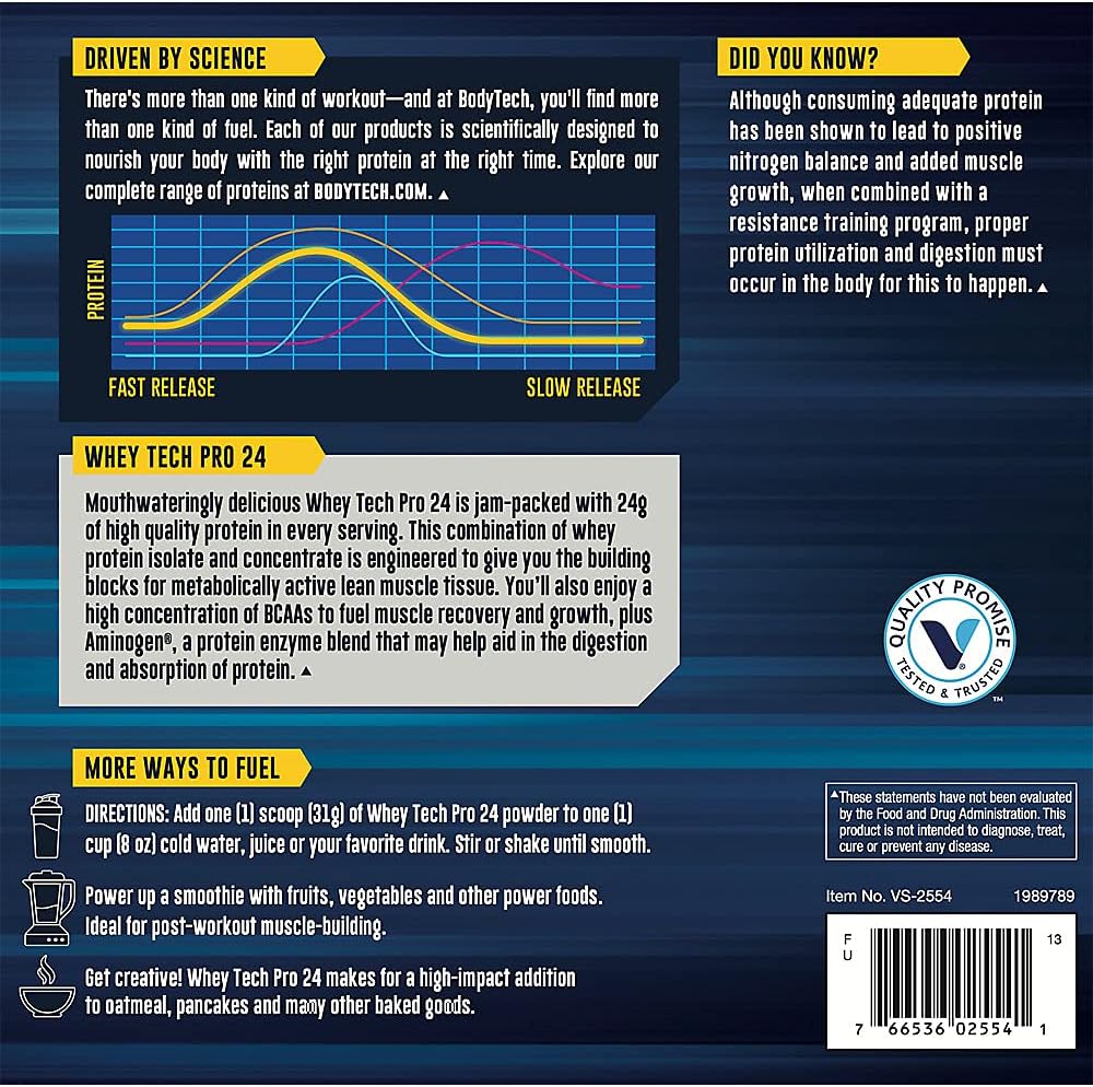 BodyTech Whey Tech Pro 24 Protein Powder with BCAA's for Muscle Growth & Recovery - Strawberry Shortcake (5 lb)