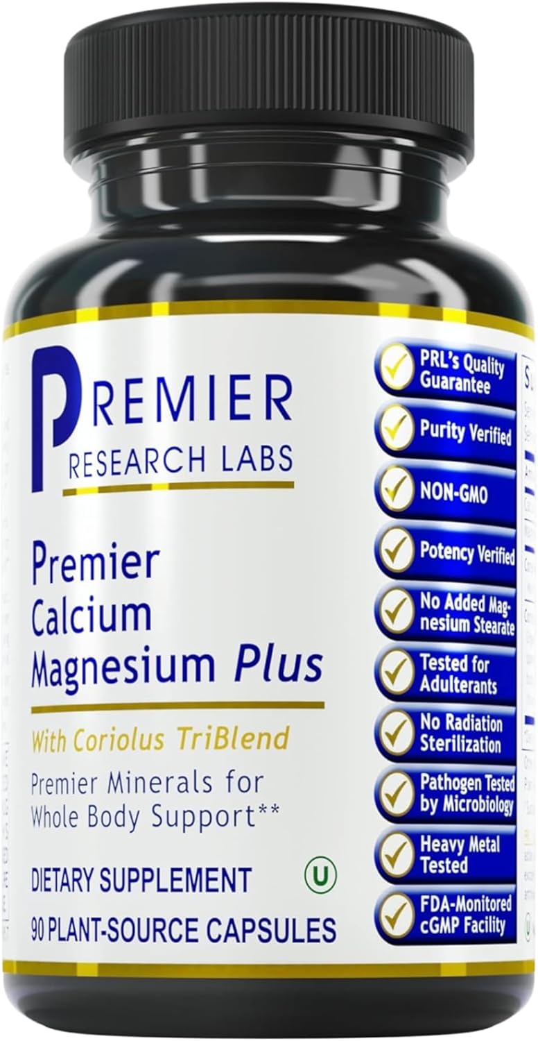 Bone Health Calcium Magnesium Supplement with Mushroom Complex - 90 Capsules