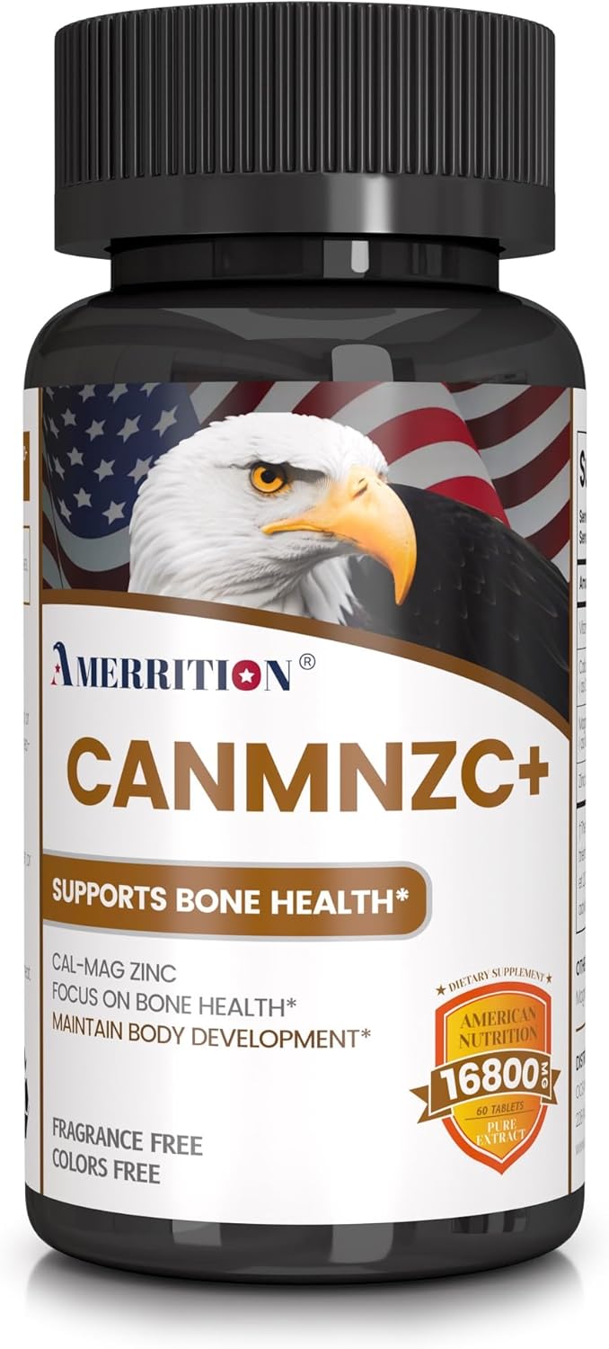 Bone Health & Immune Support Supplement - Amerrition CANMNZC+ with Vitamin D - 60 Tablets