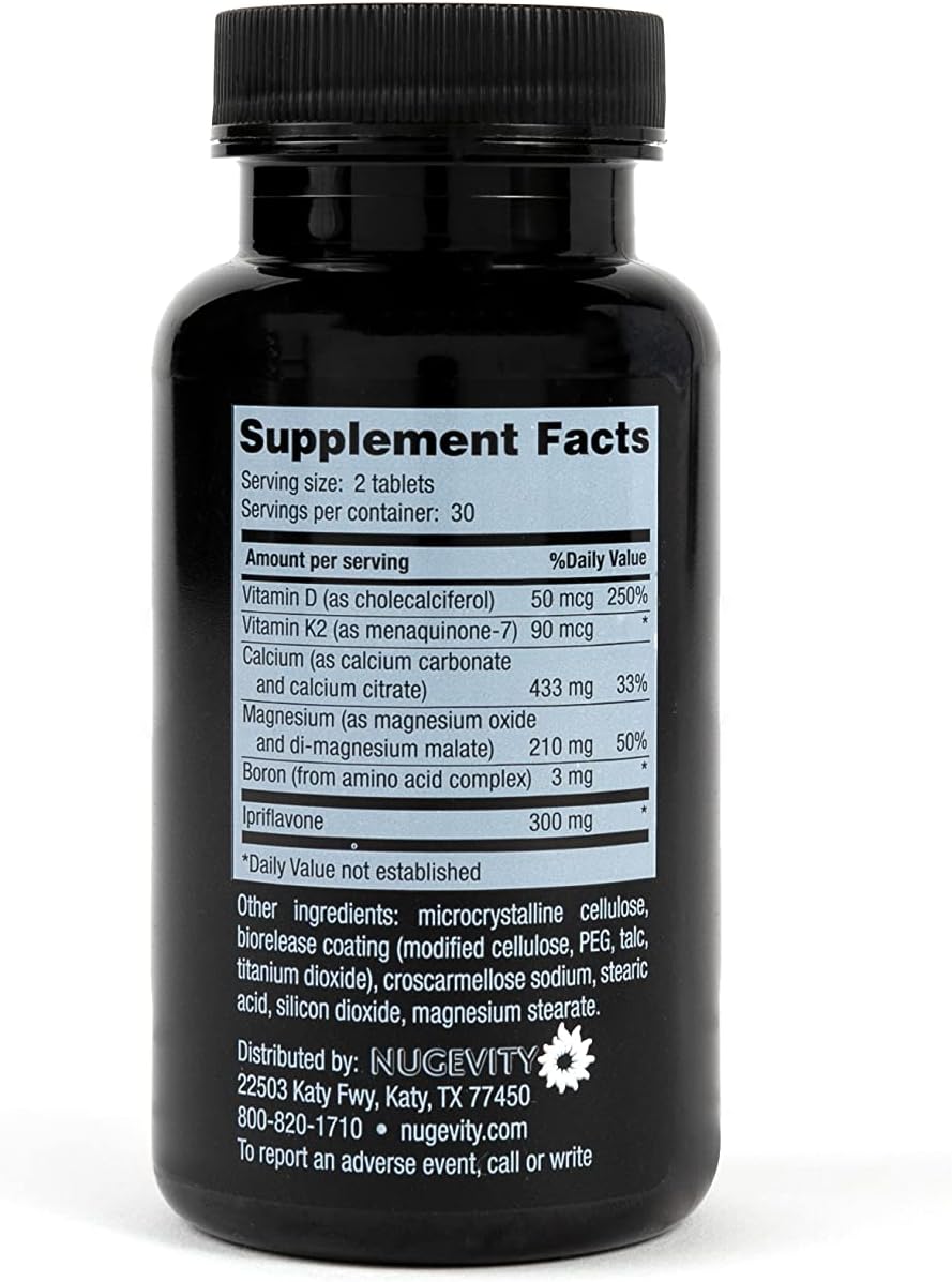 Bone Health & Recovery Support Supplements - 60 Ct. with Ipriflavone, Boron, Magnesium, Vitamin K2, and D3 for Men & Women, Optimal Calcium Utilization*