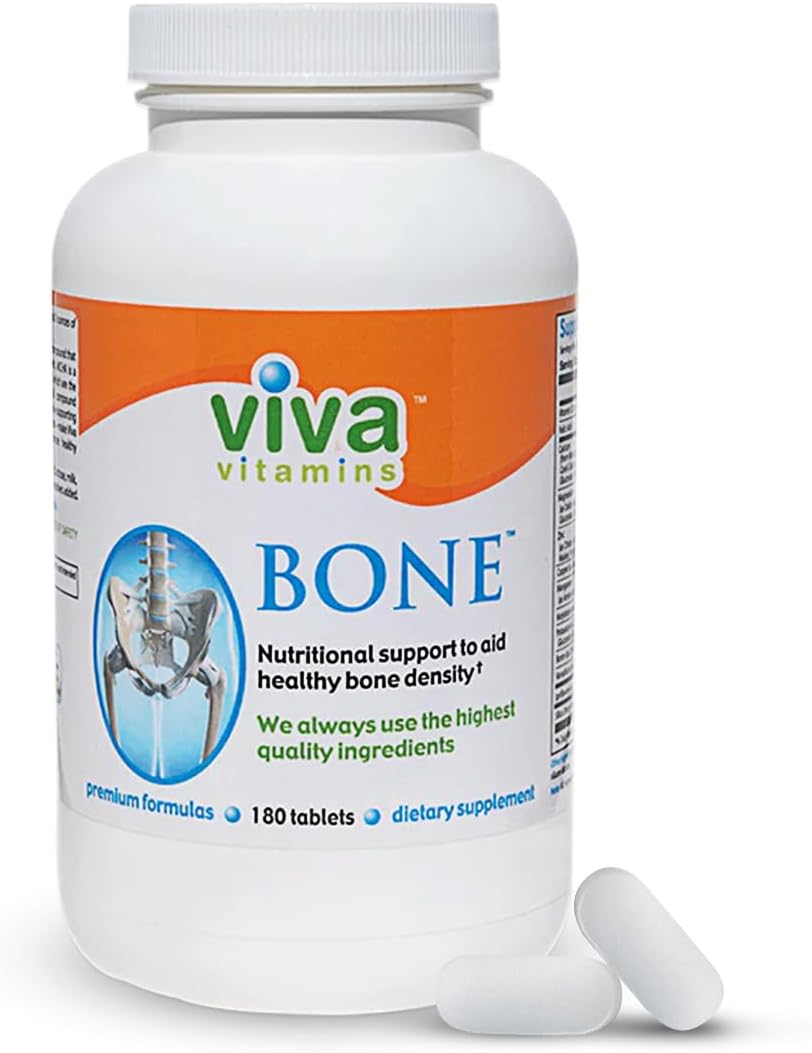 Bone Health Supplement - Vegan Calcium Magnesium Zinc Tablets for Men and Women, Supports Bone Density with Vitamin D3, Non GMO, 180 Tablets